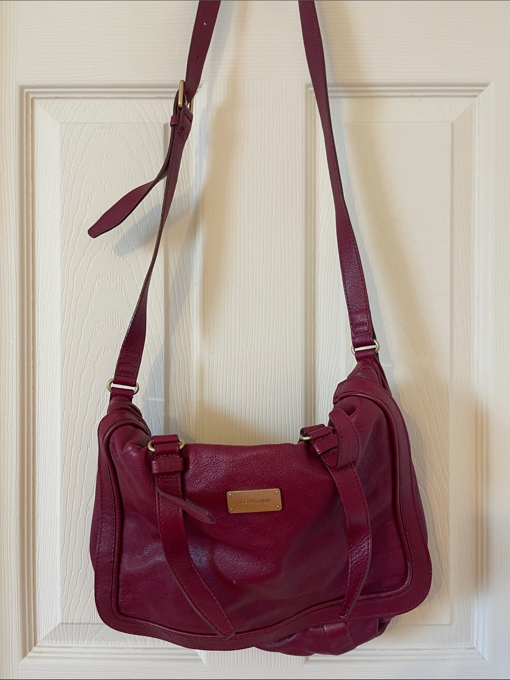 See by Chloé Pebbled Berry Leather Shoulder Bag